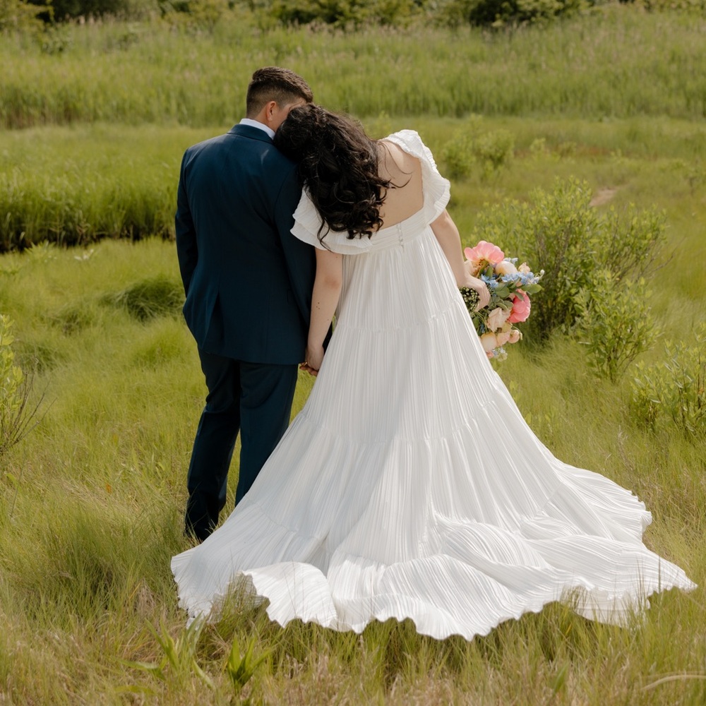 BHLDN Ivory Ruffle Sleeve Gown - Picture 5 of 6